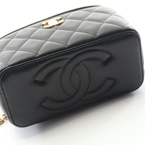 Chanel Shoulder Bag Matelasse Ap3258 Black Lambskin Matelasse Vanity Chain - Picture 7 of 9